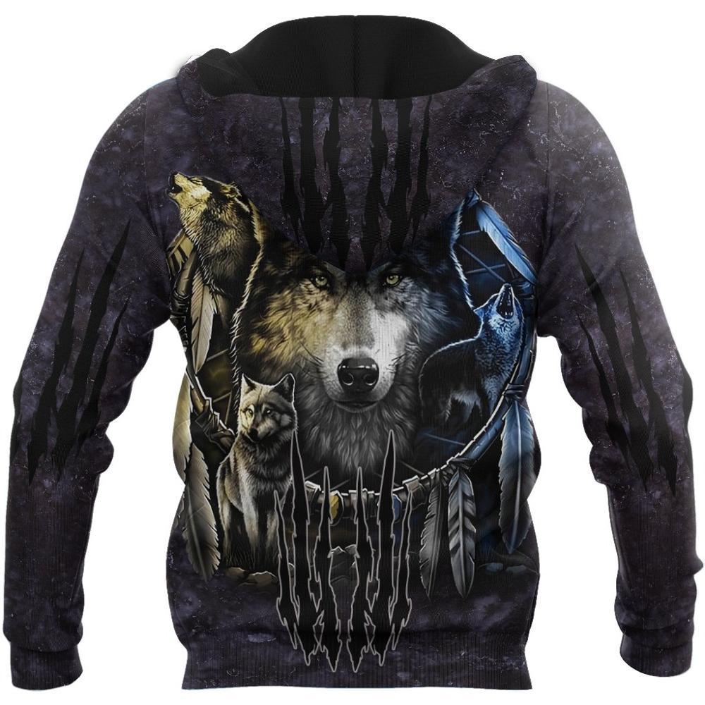 Darkness Dreamcatcher Wolf 3D Men Hoodies