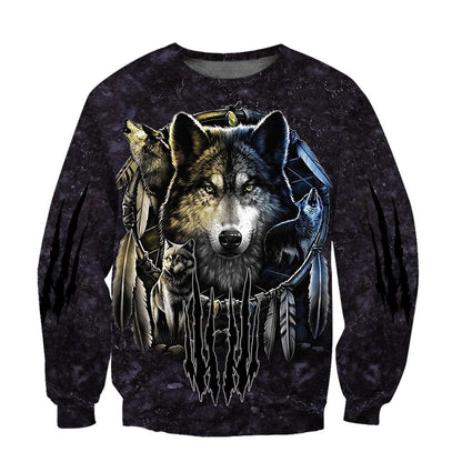 Darkness Dreamcatcher Wolf 3D Men Hoodies